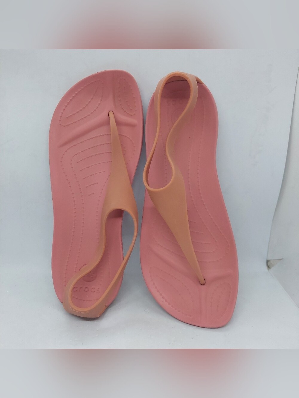 Crocs Sexi Flip Flop Sandals Womens Sz 9 Blossom Pink Serena T-Strap Thong Shoes